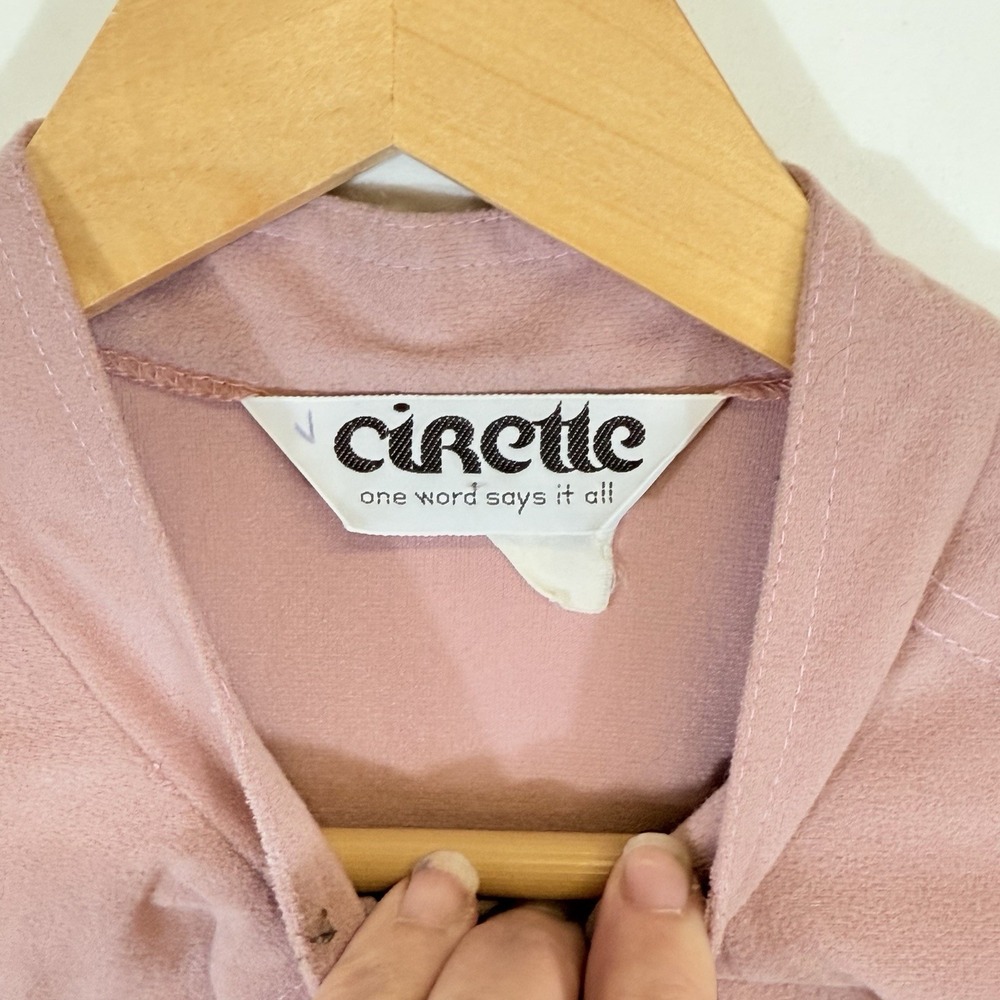 Cirette Vintage Dress‎ Women 12 Dusty Rose Pink Modern Prairie Belted Suede Feel - Picture 10 of 10